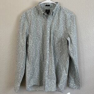 J Crew Dress Shirt Slim Untucked Floral Button Up Flex Washed Mens Sz Large